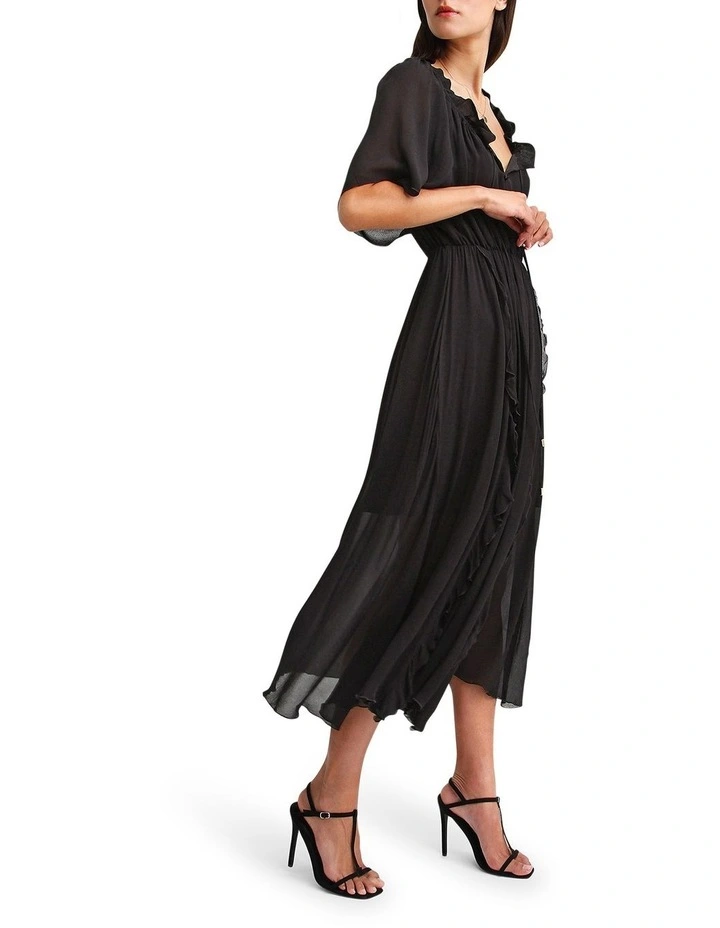 Amour Amour Ruffled Midi Dress in Black image 5