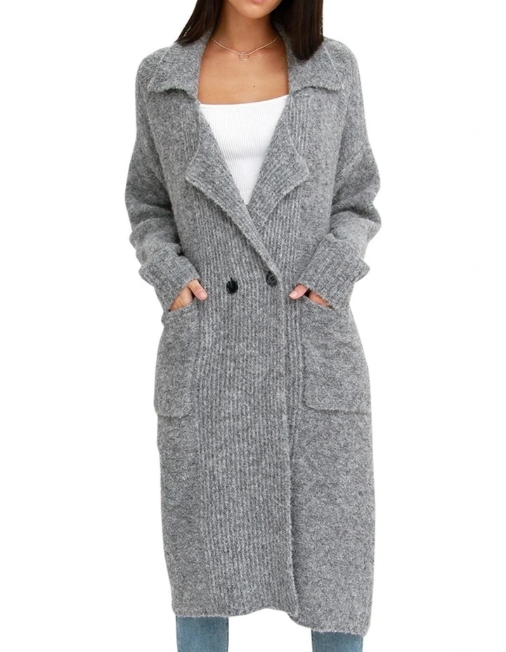 Born To Run Sustainable Sweater Coat in Grey image 1