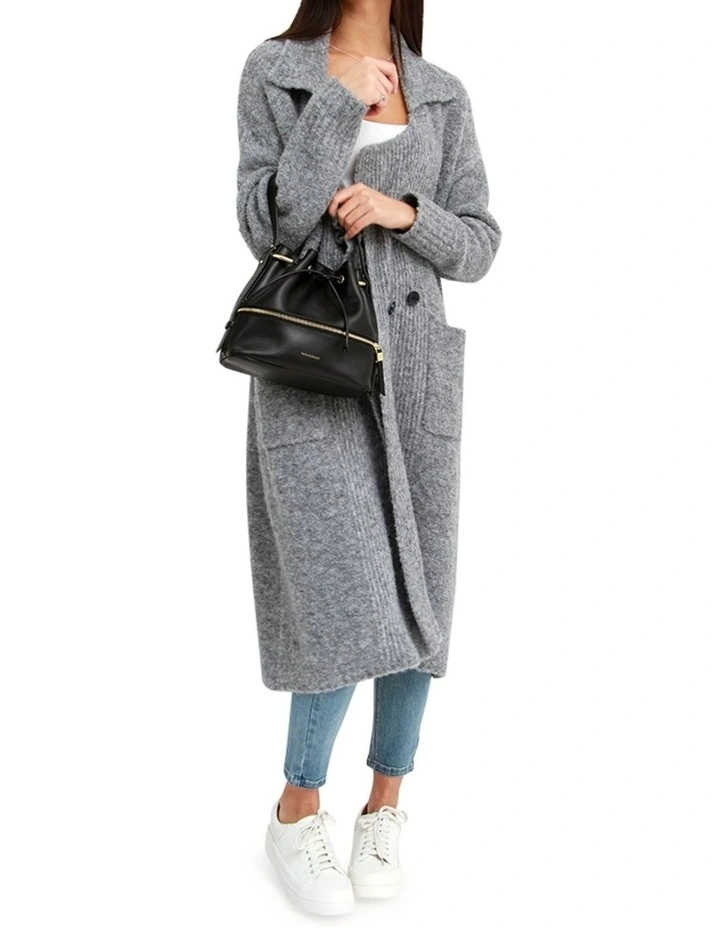 Born To Run Sustainable Sweater Coat in Grey image 3
