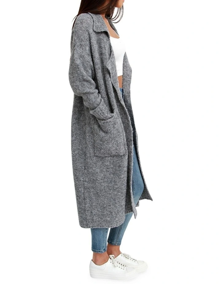 Born To Run Sustainable Sweater Coat in Grey image 4