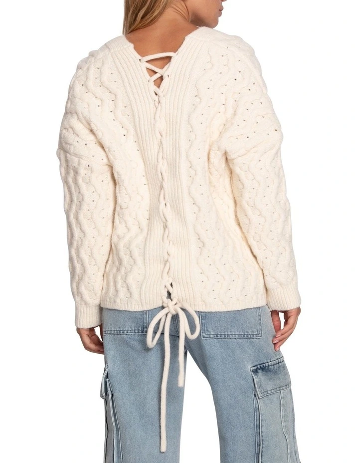 Sugar Plum Chunky Cardigan in Cream image 3
