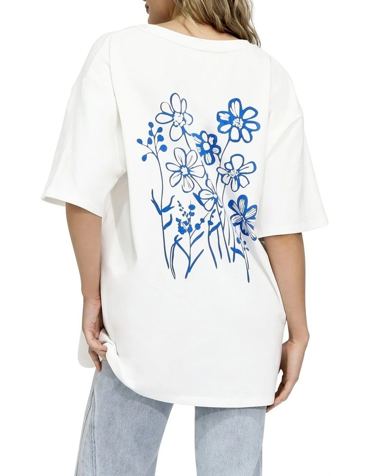 Back To Bloom Oversized T-Shirt in White image 2