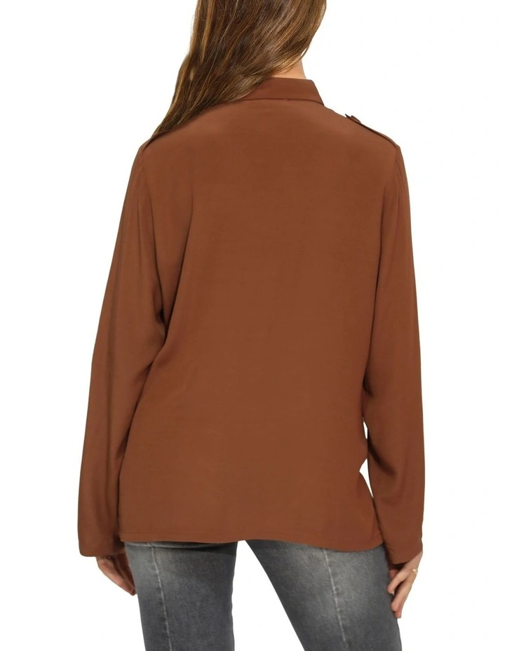 Eclipse Rolled Sleeve Blouse in Chocolate image 4