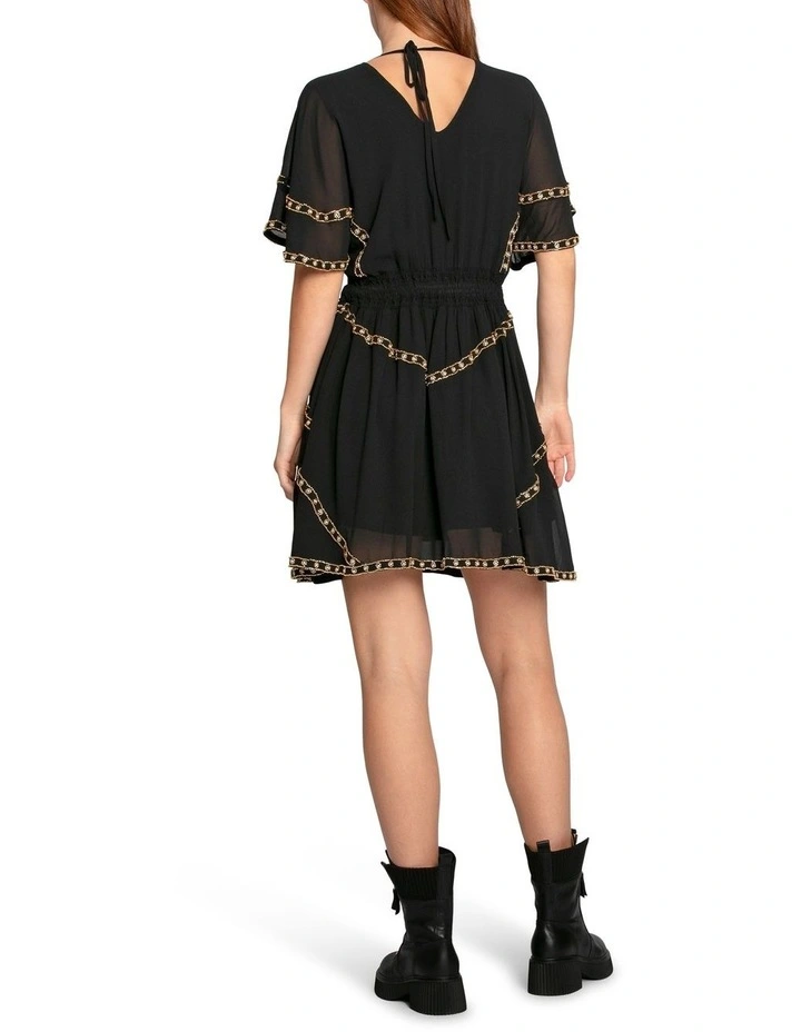 Golden Mark Beaded Trim Mini Dress in Black image 3