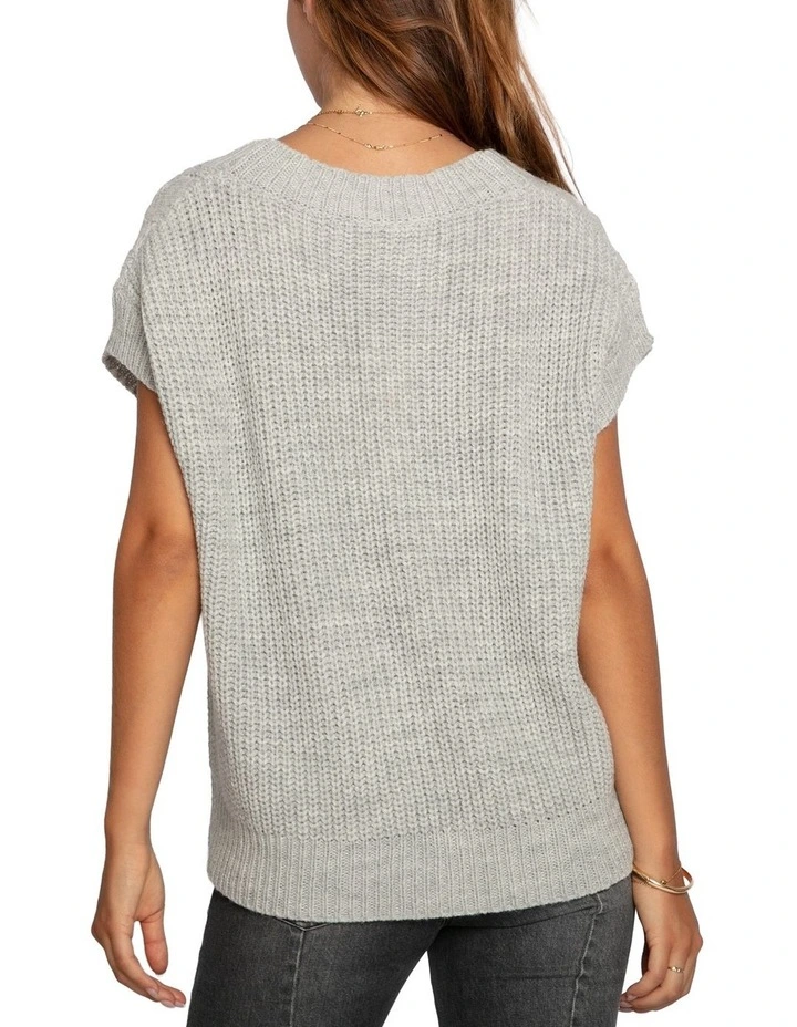 Rosette Oversized Knitted Vest in Grey image 3