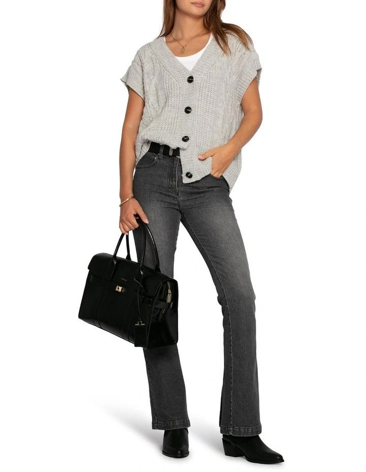 Rosette Oversized Knitted Vest in Grey image 4