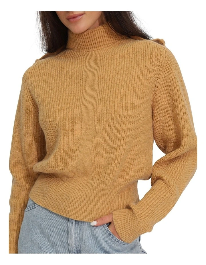 Lost & Found Knitted Sweater in Camel image 4