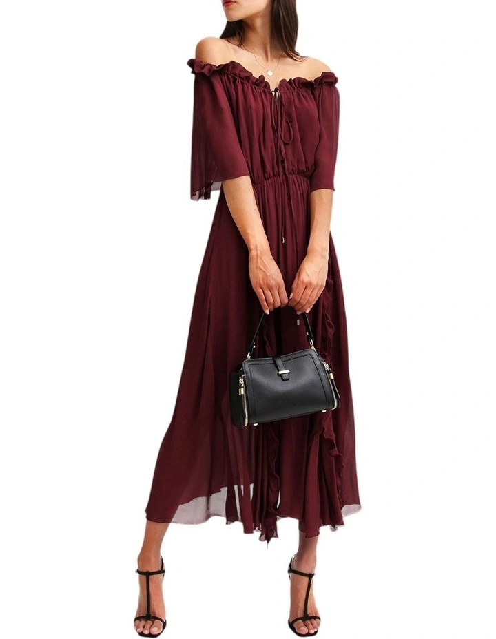 Amour Amour Ruffled Midi Dress in Burgundy image 5