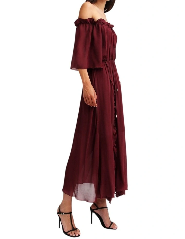 Amour Amour Ruffled Midi Dress in Burgundy image 6