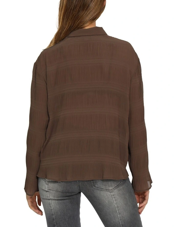 Yoko Shirred Chiffon Blouse in Chocolate image 3