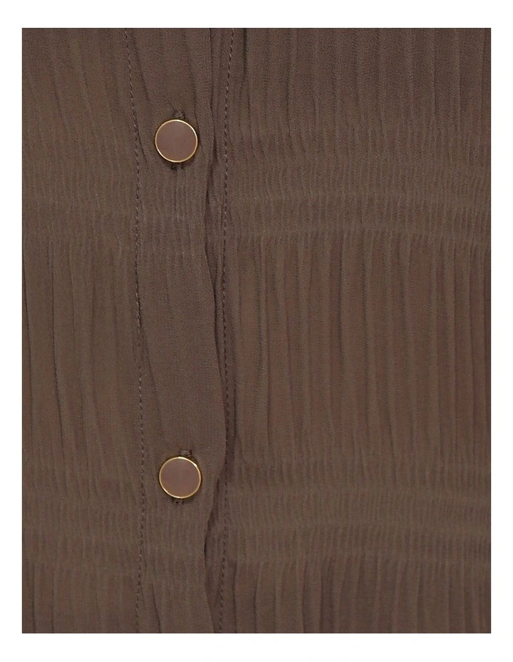 Yoko Shirred Chiffon Blouse in Chocolate image 4