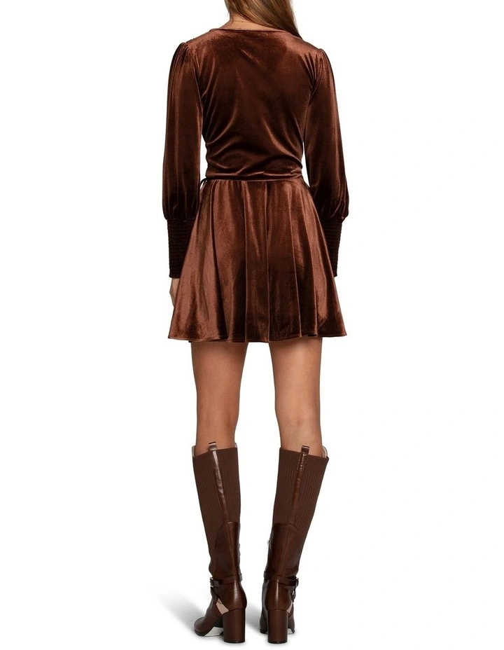 Loved You First Velvet Mini Dress in Chocolate image 4