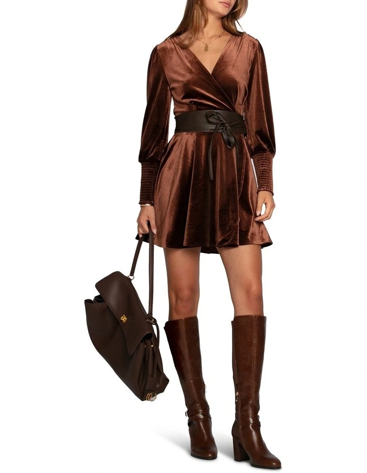 Loved You First Velvet Mini Dress in Chocolate image 5