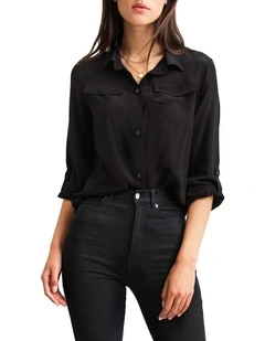 Eclipse Rolled Sleeve Blouse in Black