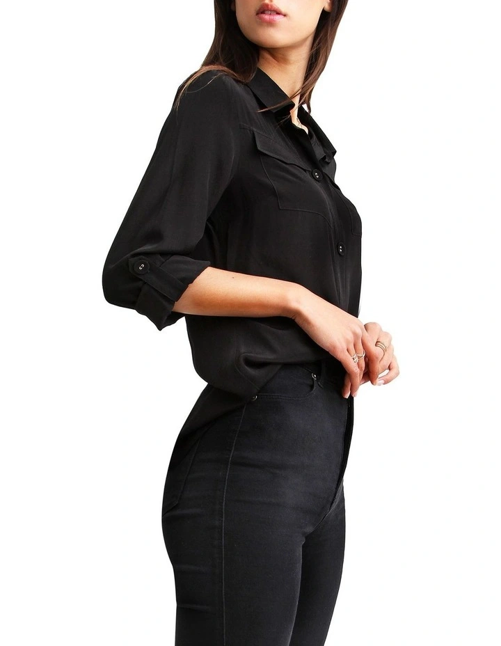 Eclipse Rolled Sleeve Blouse in Black image 2