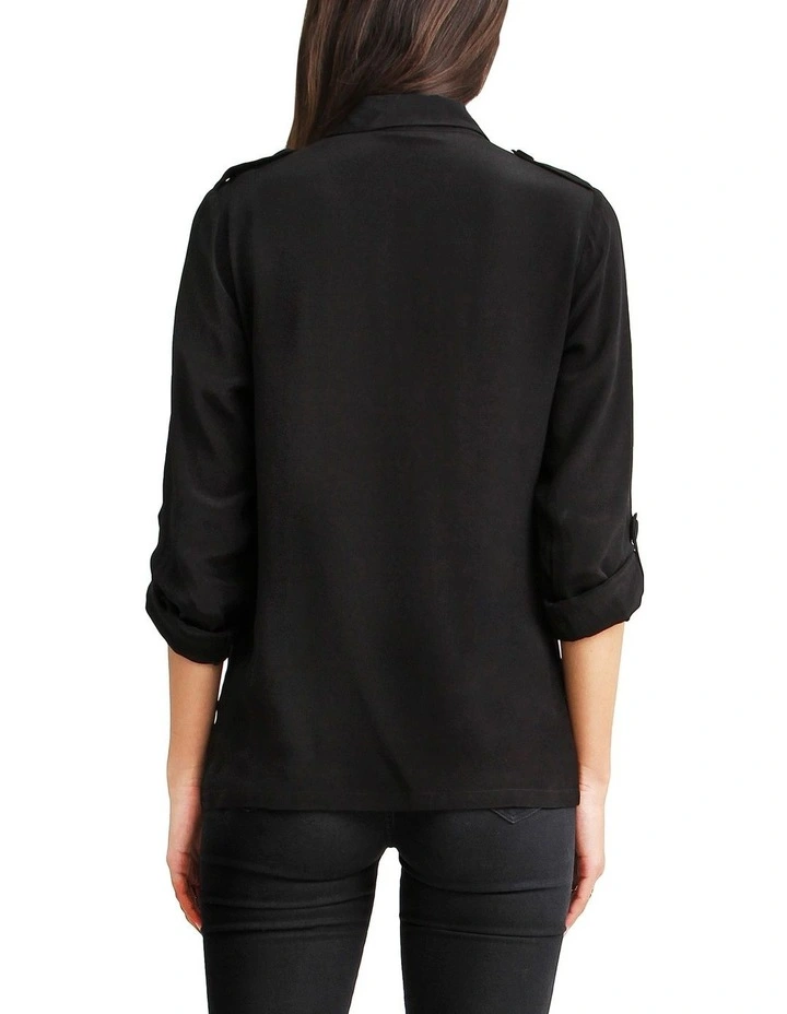Eclipse Rolled Sleeve Blouse in Black image 3