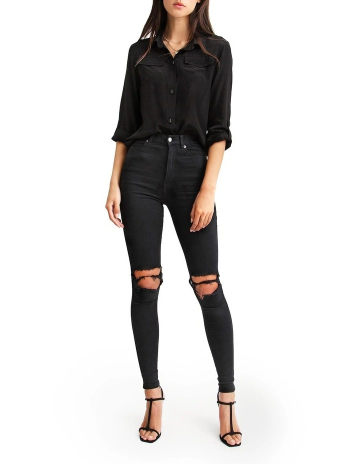 Eclipse Rolled Sleeve Blouse in Black image 5