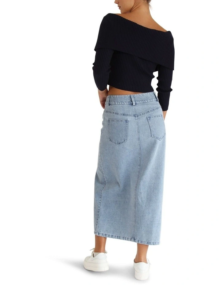 More Than Words Collared Knit Top in Navy image 2