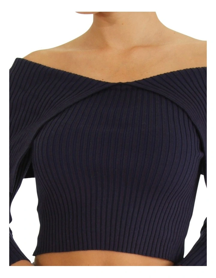 More Than Words Collared Knit Top in Navy image 3