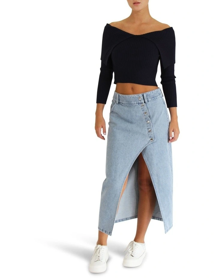 More Than Words Collared Knit Top in Navy image 6