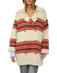 So Many Likes Oversized Knitted Cardi Coat in Stripe