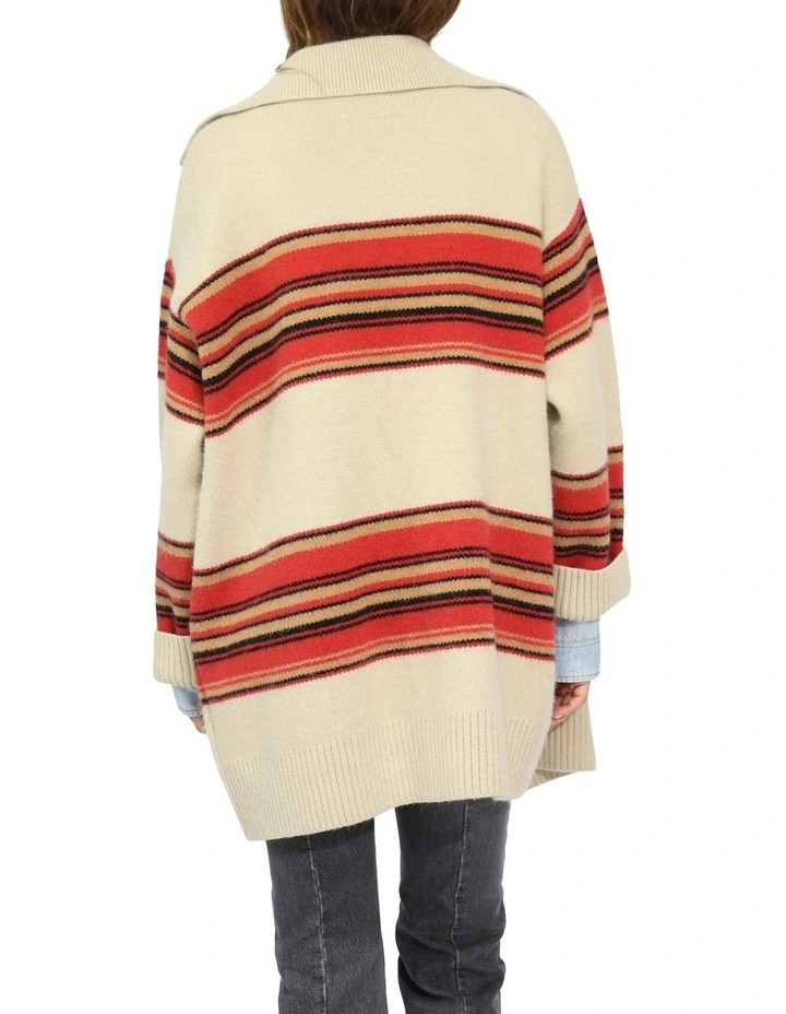 So Many Likes Oversized Knitted Cardi Coat in Stripe image 4