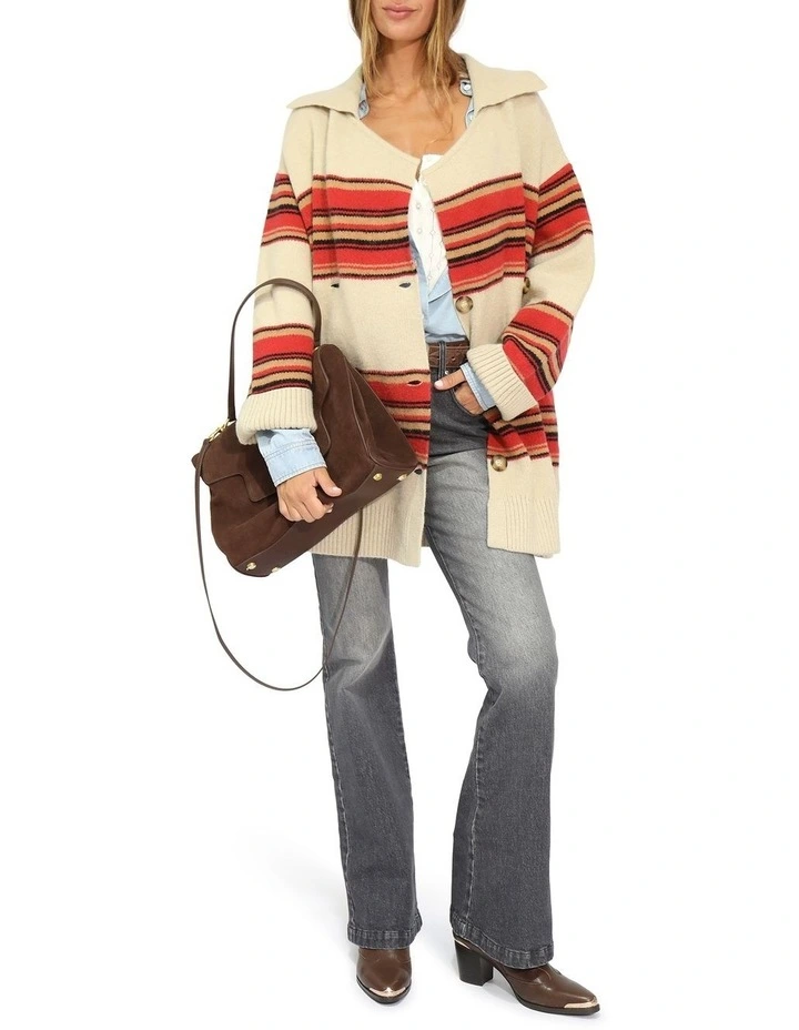 So Many Likes Oversized Knitted Cardi Coat in Stripe image 5
