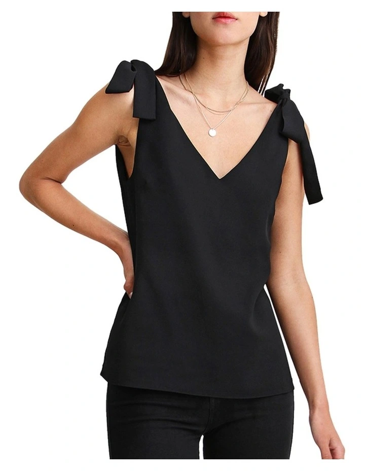 Feel For You V-Neck Top in Black image 1