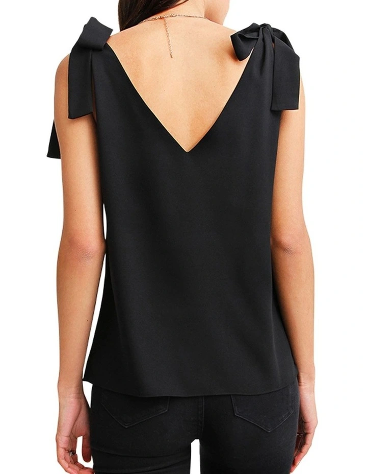 Feel For You V-Neck Top in Black image 2