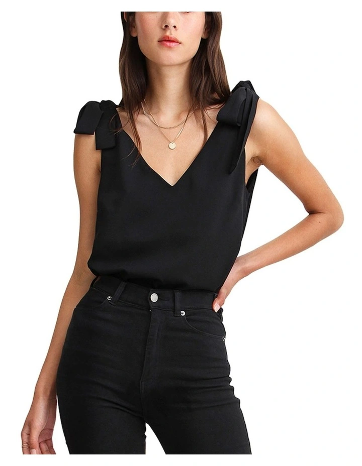 Feel For You V-Neck Top in Black image 3
