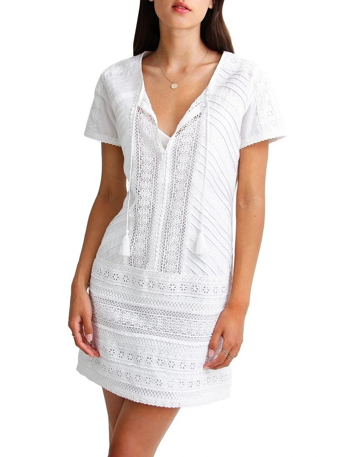 Summer Forever Mini Dress in White image 1