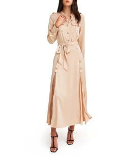 Lover To Lover Maxi Shirt Dress in Champagne