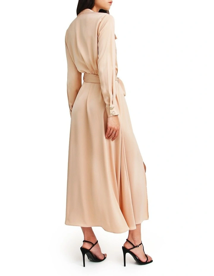 Lover To Lover Maxi Shirt Dress in Champagne image 3