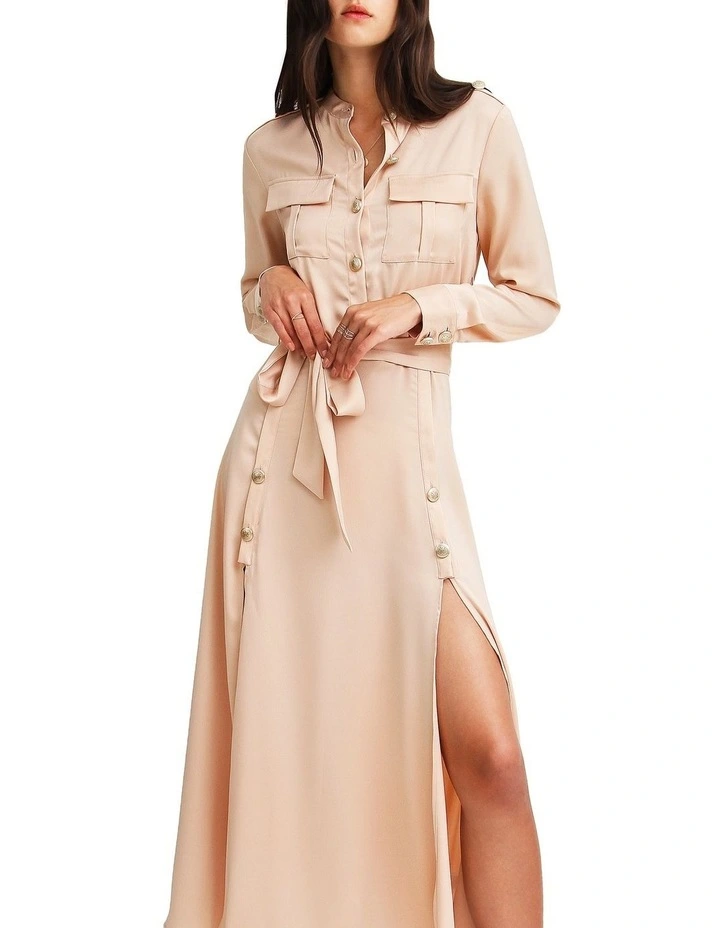 Lover To Lover Maxi Shirt Dress in Champagne image 4