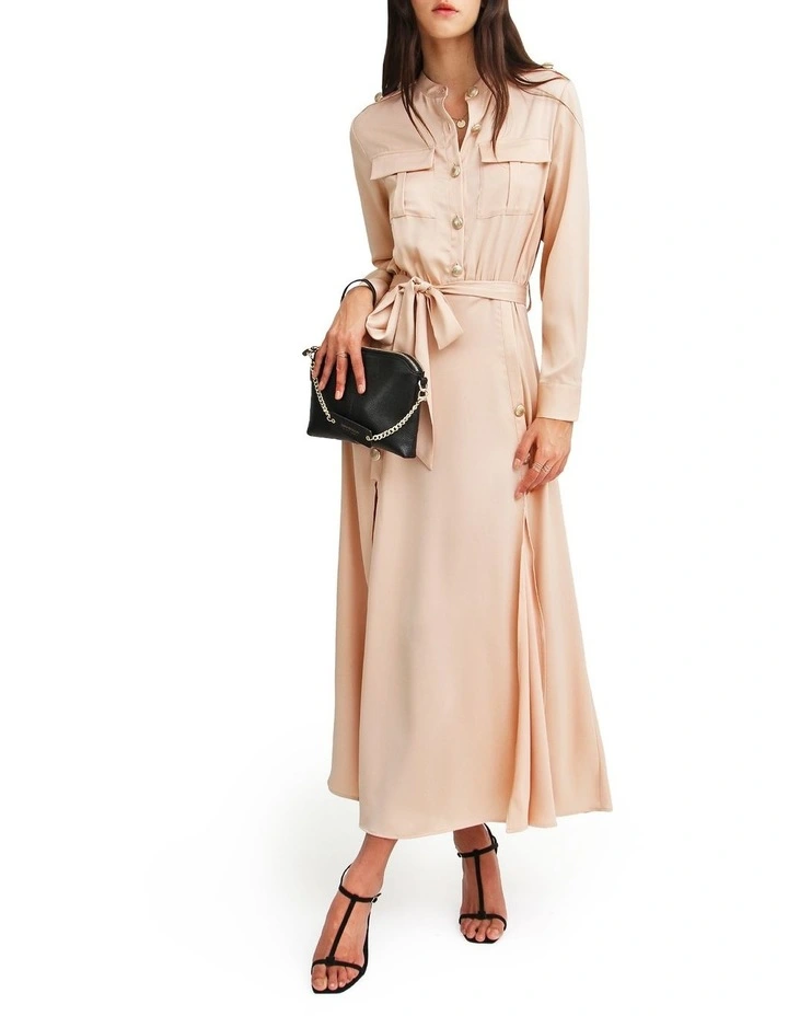 Lover To Lover Maxi Shirt Dress in Champagne image 5