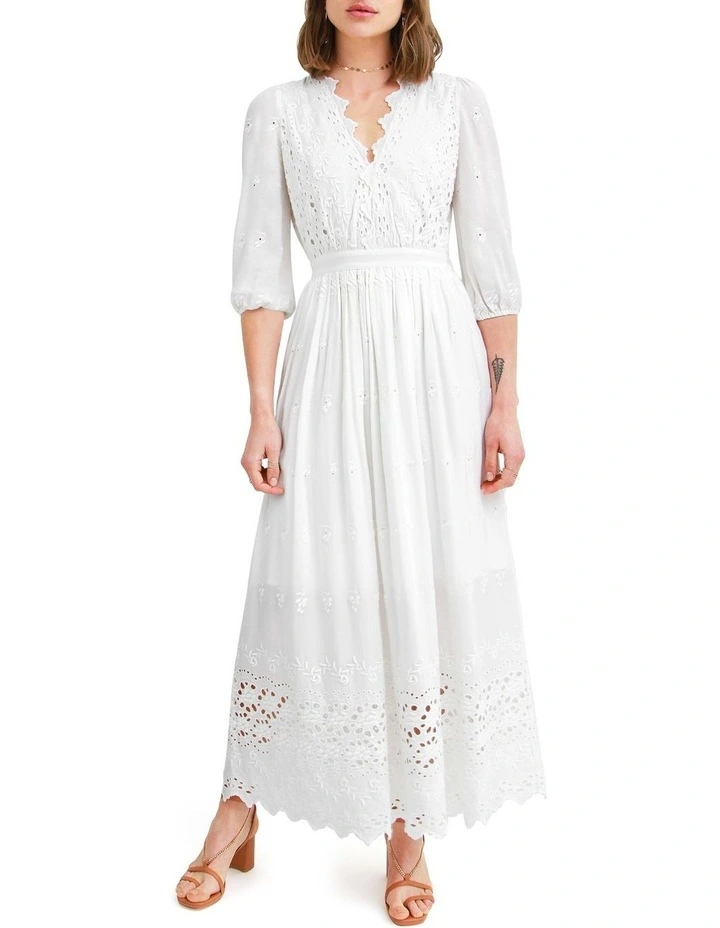 All Eyes On Me Midi Dress in White image 1