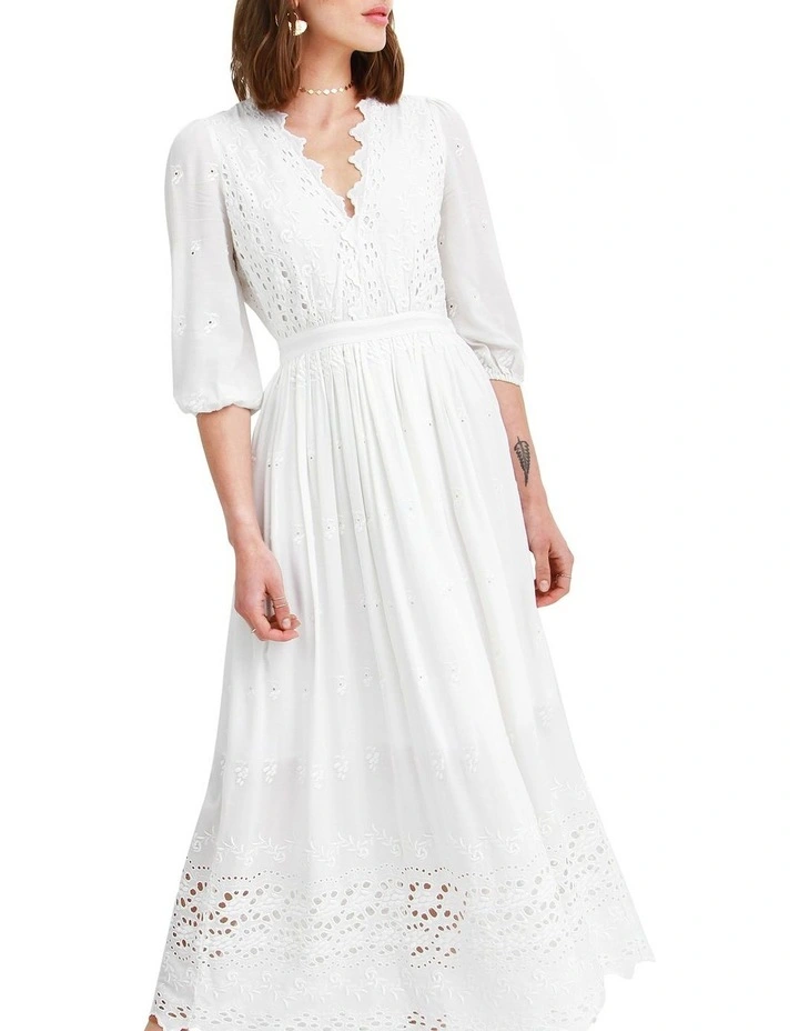 All Eyes On Me Midi Dress in White image 4