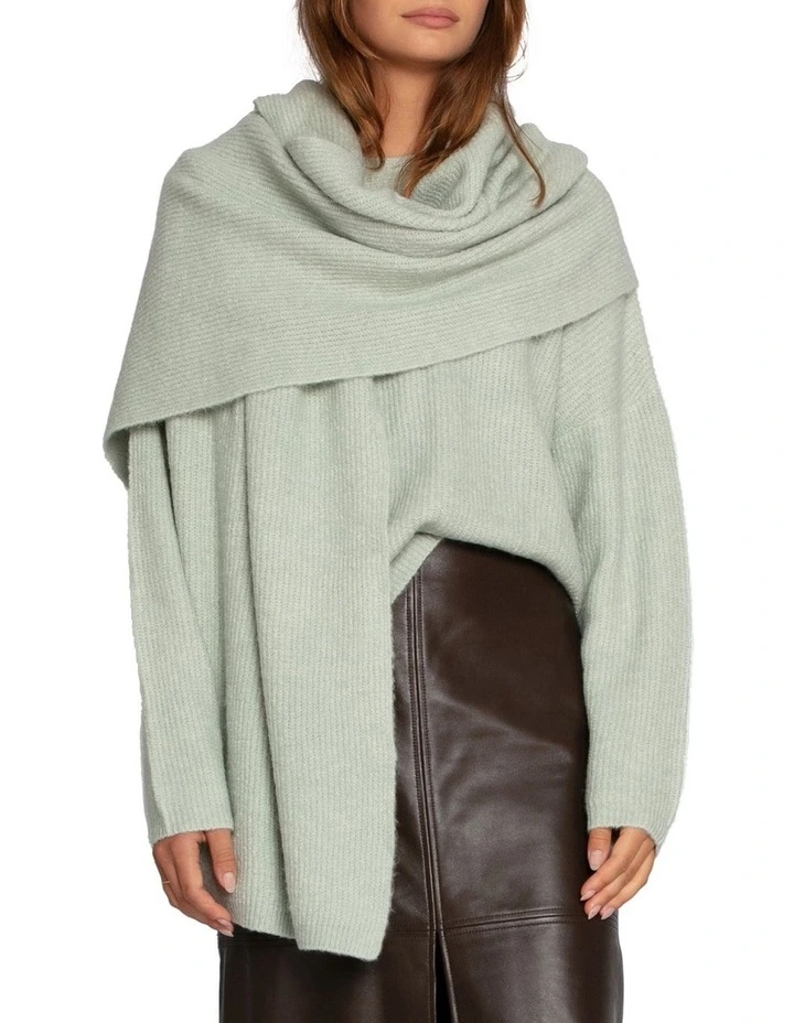 Wrap Me Up Scarf Sweater in Mint image 1