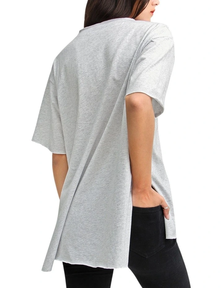Brave Soul Oversized T-Shirt in Grey image 2