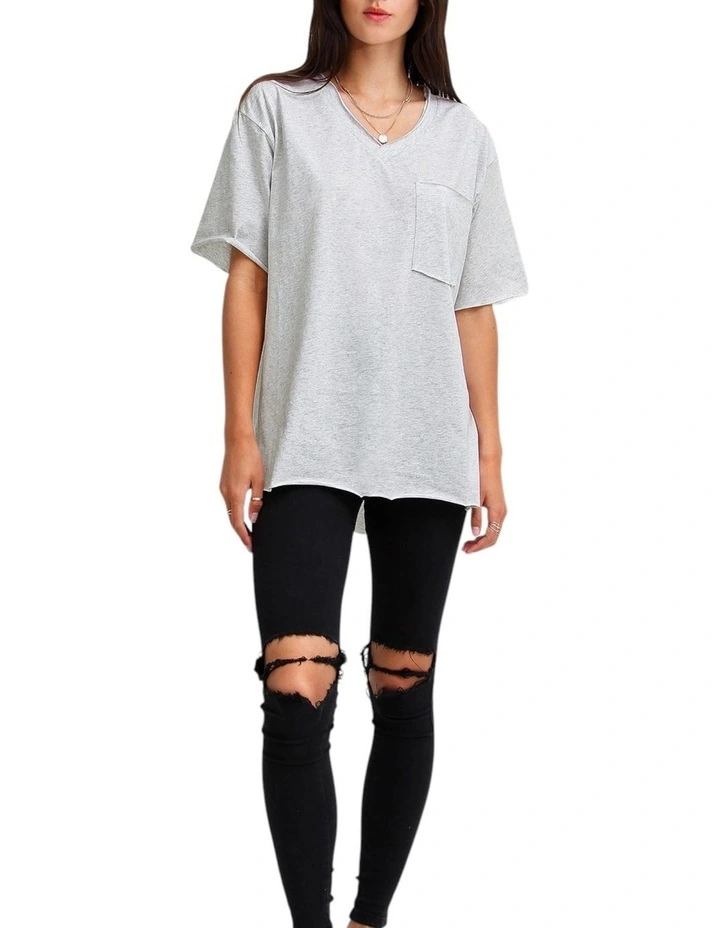 Brave Soul Oversized T-Shirt in Grey image 4