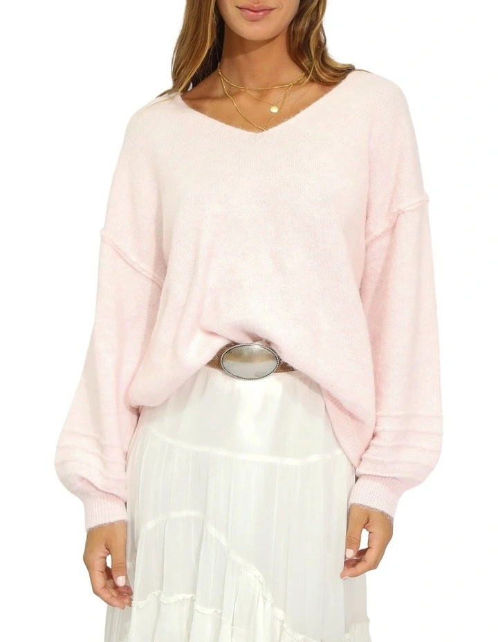Cloud Kiss Knitted Sweater in Pink image 1