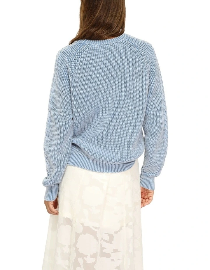 Hudson Street Cable Garment Dyed Sweater in Light Blue image 4