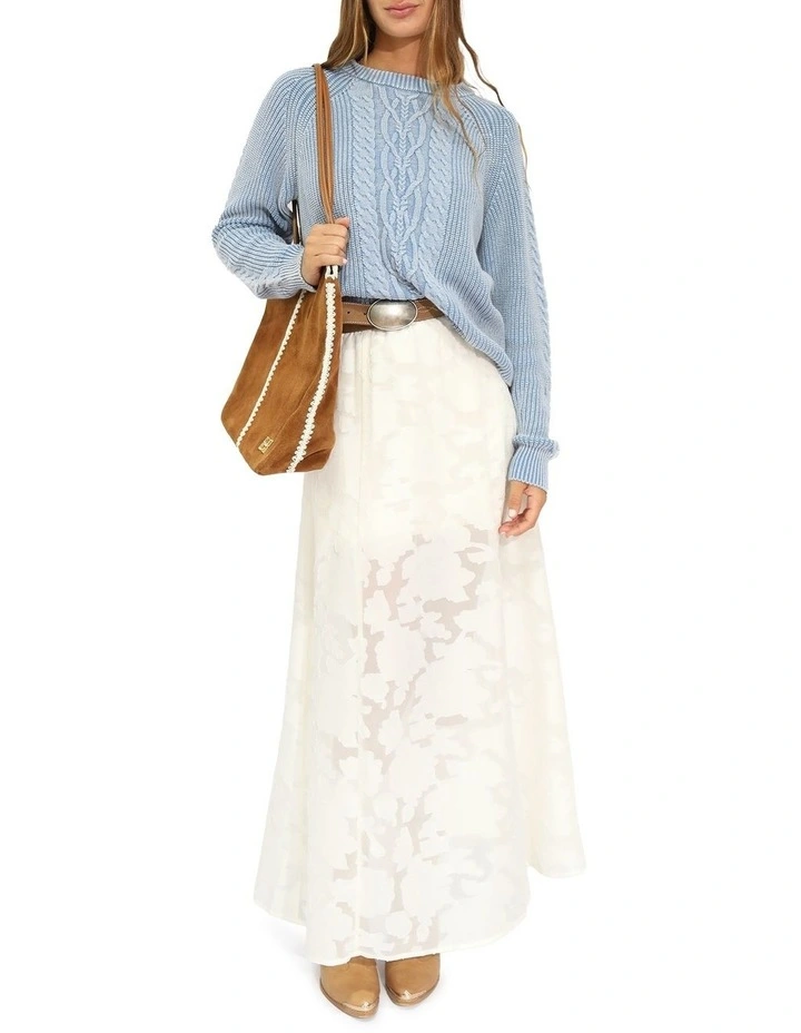 Hudson Street Cable Garment Dyed Sweater in Light Blue image 5