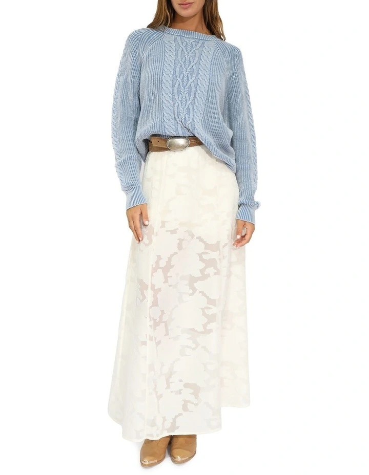 Hudson Street Cable Garment Dyed Sweater in Light Blue image 7