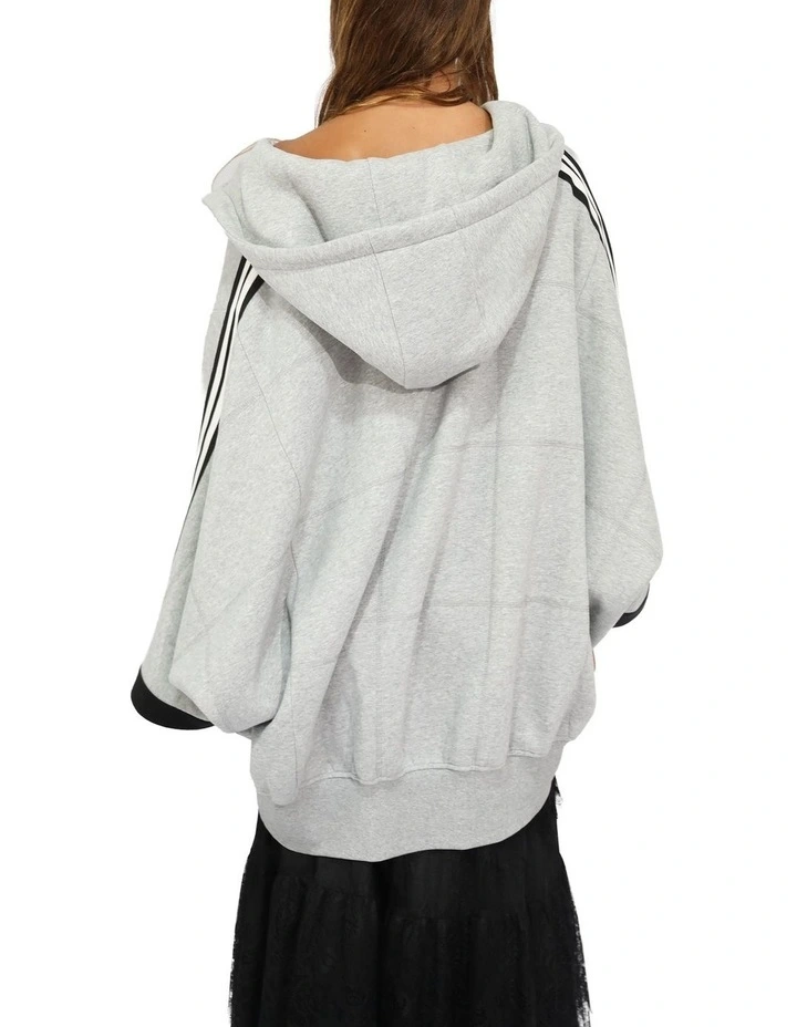 Living by the Ocean Oversized Striped Hoodie in Grey Melange image 4