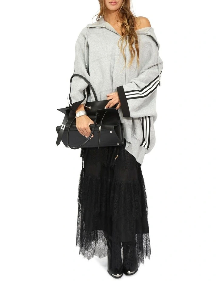 Living by the Ocean Oversized Striped Hoodie in Grey Melange image 5
