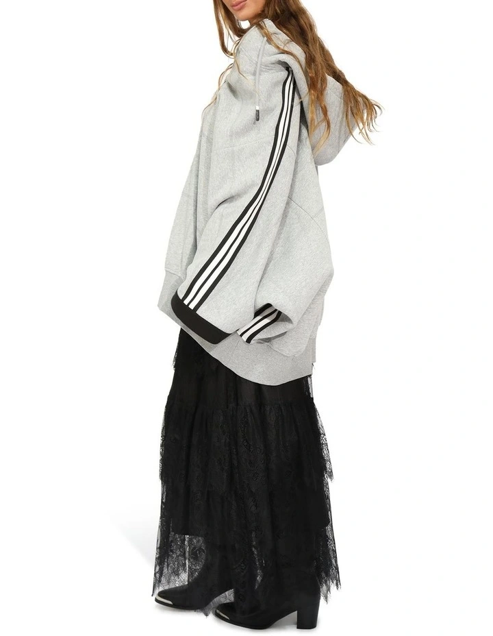 Living by the Ocean Oversized Striped Hoodie in Grey Melange image 7