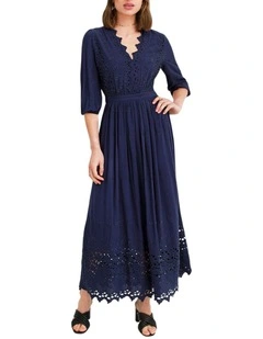 All Eyes On Me Midi Dress in Navy