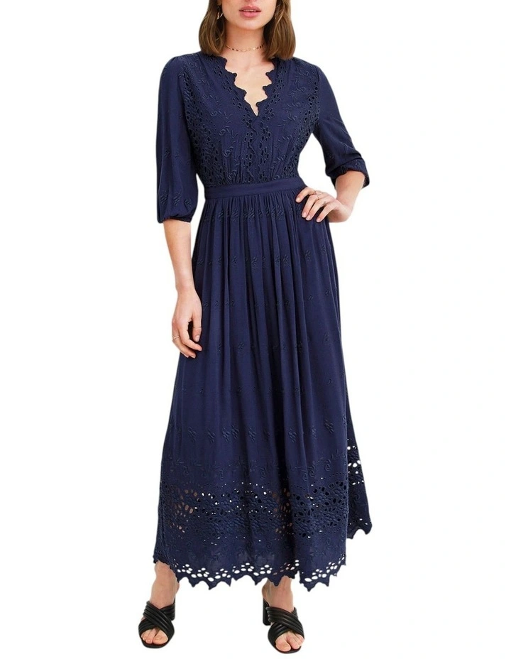 All Eyes On Me Midi Dress in Navy image 1