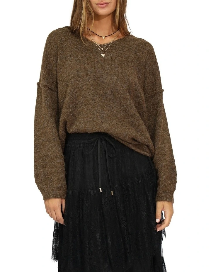 Cloud Kiss Knitted Sweater in Chocolate image 1